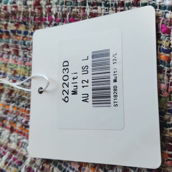 NWT Selfie Leslie Edith Strapless Tweed Multi Colored Mini Dress Sz L - Picture 8 of 8